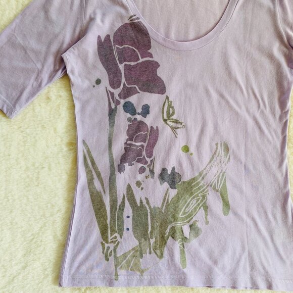 Route 66 Women's Purple Top with Floral Graphic size M Spring Summer - Picture 2 of 7